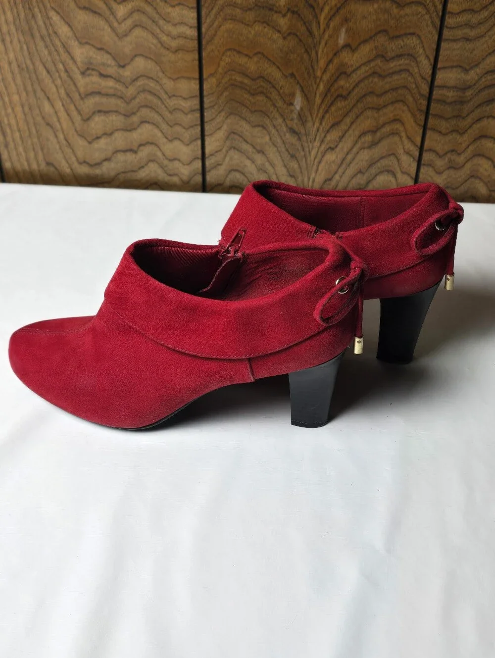Coach and Four Red Suede Ankle Booties